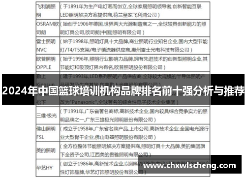 2024年中国篮球培训机构品牌排名前十强分析与推荐